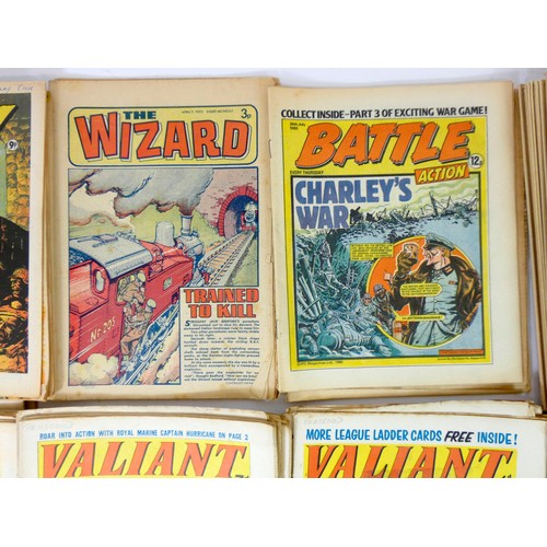 167 - A collection of comics, including Valiant, Fury, The Wizard and Battle Action, 1960s through 1970s