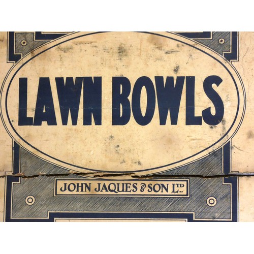 170 - A set of lawn bowls, made by John Jaques & Sons, containing eight bowls and two jacks, branded woode... 