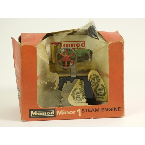 184 - A Mamod Minor 1 steam  engine, original box, tray, funnel and solid fuel pack