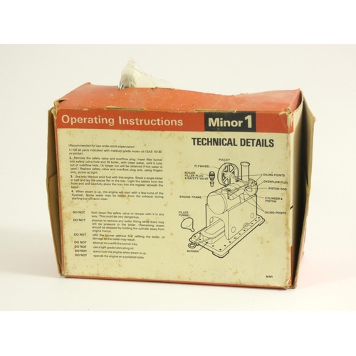 184 - A Mamod Minor 1 steam  engine, original box, tray, funnel and solid fuel pack