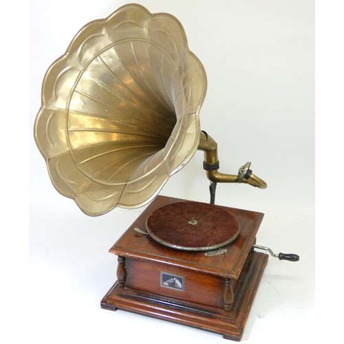 215 - A His Majesty's Voice Gramophone, with accessories, including a collection of vinyl, including acts ... 