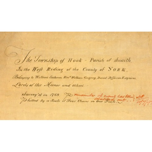 238 - Of Goole interest; a Victorian tracing of the Township of Hook, Parish of Snaith, in the Weft Riding... 