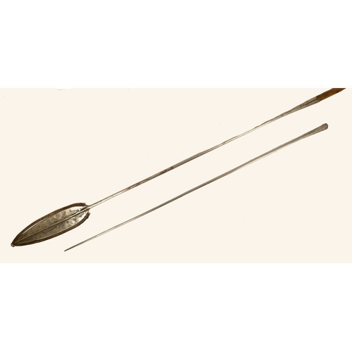 241 - A Maasi Mara spear, with pointed  and broad terminals,  265cm together with David Carnegie, On the P... 