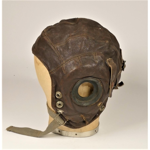 244 - A WWII era leather flying helmet, lacking ear covers