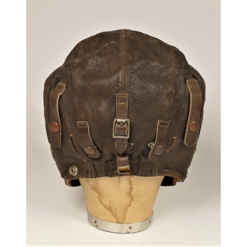 244 - A WWII era leather flying helmet, lacking ear covers