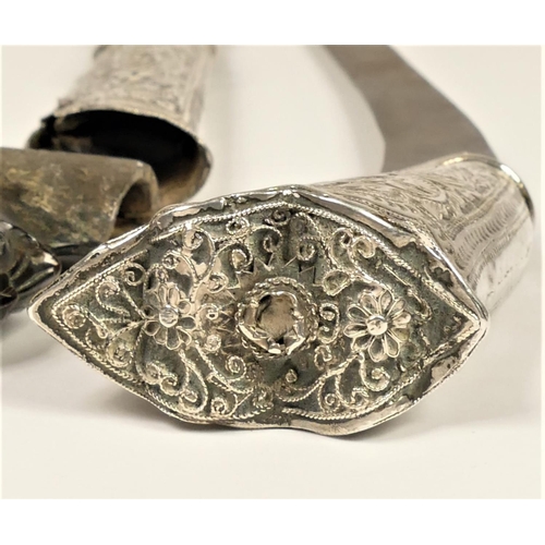 252 - A 19th century Persian Kard, with unmarked silver mounted hilt and scabbard, length of blade19cm