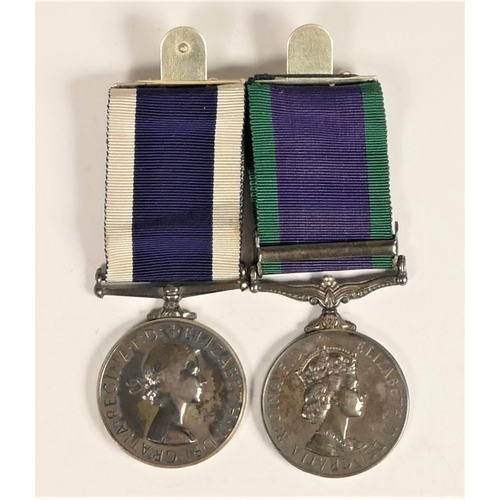 263 - Queen Elizabeth II mounted Navy pair, awarded to D059932V E.J.M. Matthews, N.A.I.R.N. G.S.M. Malay P... 