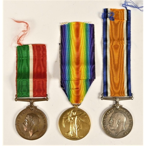 267 - WWI M.G.C./Mercantille Marine group of three, awarded to 129420 Pte J. Connor, Mercantille Marine, 1... 