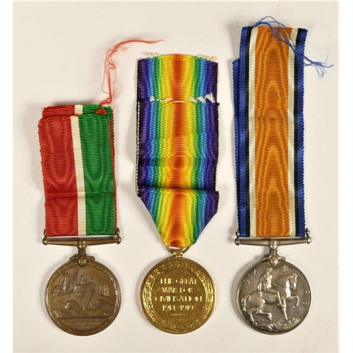 267 - WWI M.G.C./Mercantille Marine group of three, awarded to 129420 Pte J. Connor, Mercantille Marine, 1... 