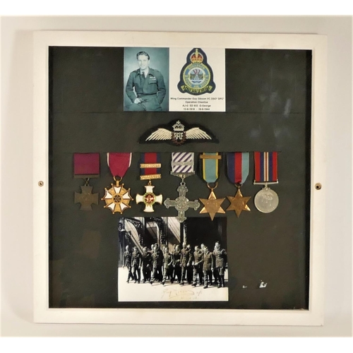 271 - A Wing Commander Guy Gibson VC, DSO, DFC Operation Chastise copy medal group, with photographs, fram... 