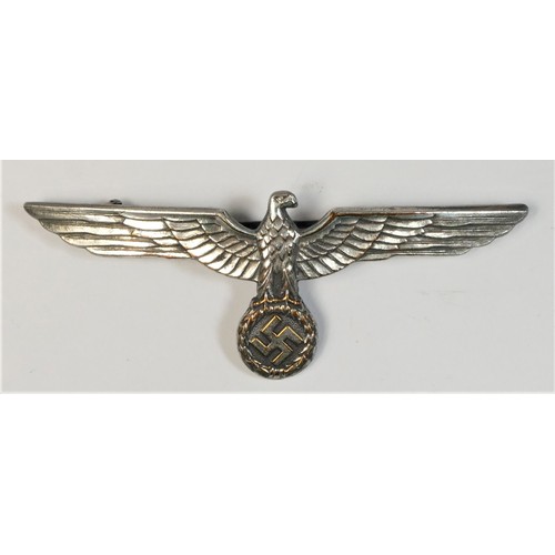 273 - A German WWII silver plated summer breast or cap badge, makers mark A to the reverse, 9.5cm