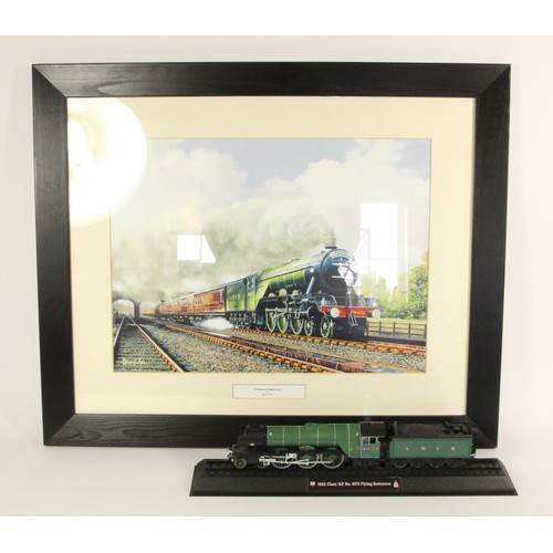 49 - Barry Price, Flying Scotsman 4472 print, together with a model of '1923 class A3 no.4472 Flying Scot... 