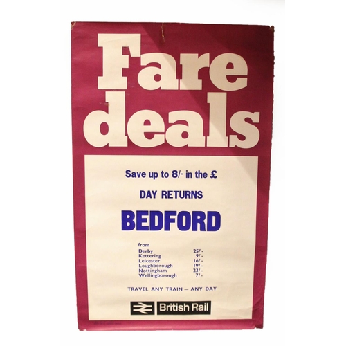 51 - A British Railway 'Nottingham train departures' poster, together with a British Rail 'Fair Deals- Da... 