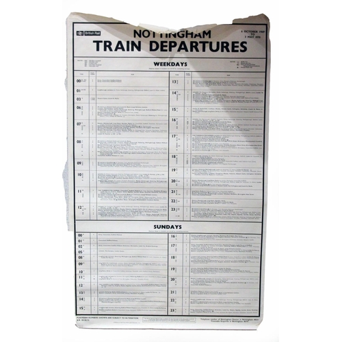 51 - A British Railway 'Nottingham train departures' poster, together with a British Rail 'Fair Deals- Da... 