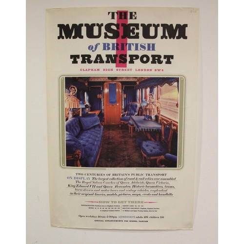 55 - British Railways board poster, c.1960's, advertising The Museum of British Transport, Clapham High S... 