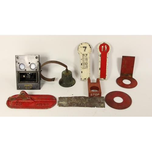 93 - A collection of signal items to include, 3 signal-lever identification plates and 6 sundry items.