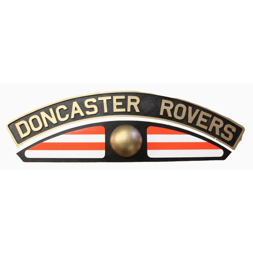 107 - A wooden replica 'Doncaster Rovers' B16 locomotive nameplate with polystyrene ball, 40 x 131 cm