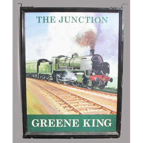 115 - A double sided Greene King pub hanging sign 'The Junction', 120 x 100 cm