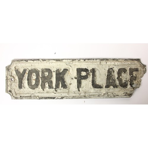 117 - Road Sign, a cast metal 'York Place' sign 15 x 52 cm