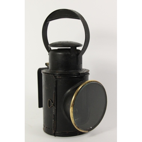 156 - A L.M.S 3 aspect handlamp, war version with slatted glass aspects, case marked LMS R8967 in brass, c... 