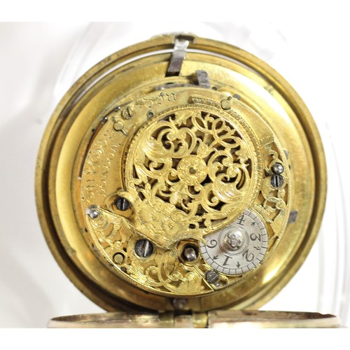 11 - John Cordon or Gordon, London, a George III silver gilt pair cased repeating fusee pocket watch, Lon... 