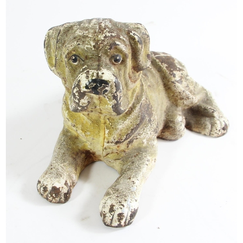 76 - A Victorian cast iron model of a Bulldog, 21 x 13cm