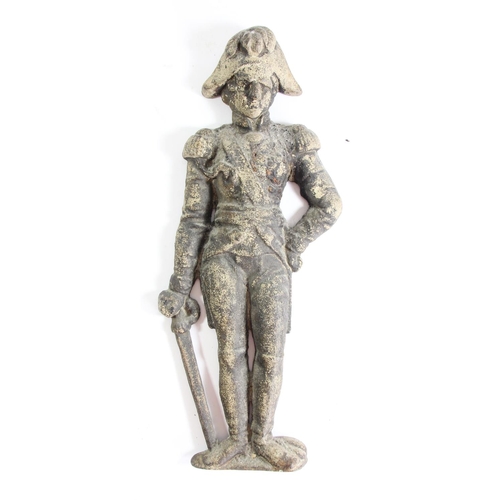 81 - A Victorian cast iron door stop statue depicting Lord Nelson, 34cm, lacking base