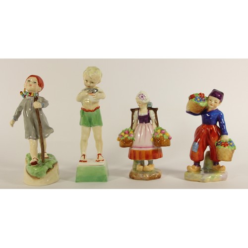 105 - Four Royal Worcester figurines to include, Friday's child is loving and giving (3261) 18cm, Thursday... 