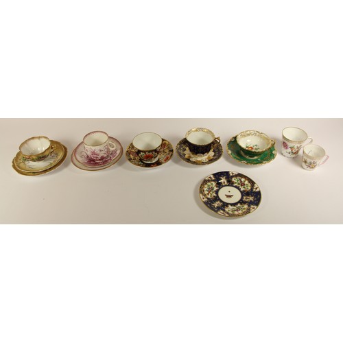 108 - Two late 19th century fine porcelain trios to include, a gold hand painted cup, saucer and sandwich ... 