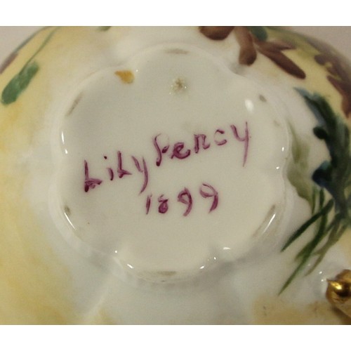 108 - Two late 19th century fine porcelain trios to include, a gold hand painted cup, saucer and sandwich ... 