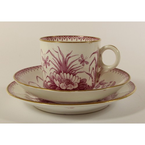 108 - Two late 19th century fine porcelain trios to include, a gold hand painted cup, saucer and sandwich ... 