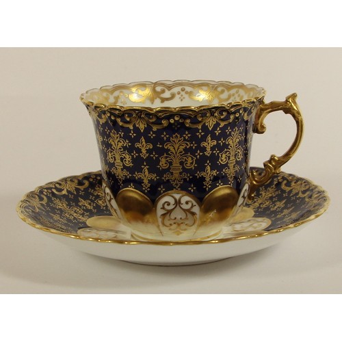 108 - Two late 19th century fine porcelain trios to include, a gold hand painted cup, saucer and sandwich ... 