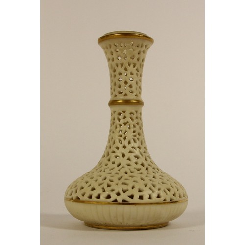 111 - A Royal Worcester blush ivory reticulated vase,  G76 15cm, together with a Royal China Works reticul... 