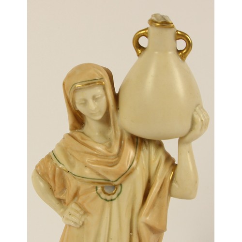 116 - A Royal Worcester blush ivory figurine Cairo Water Carrier, model 1250, pitcher damaged, 24 cm