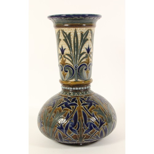 118 - A Doulton Lambeth vase with cobalt blue and gold glaze, designed by Florence. E Barlow, impressed ma...