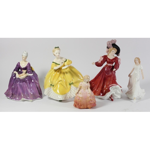 122 - Five Royal Doulton figurines to include, The Last Waltz (HN2315) 20cm, Patricia (HN3365) 24cm, Charl... 