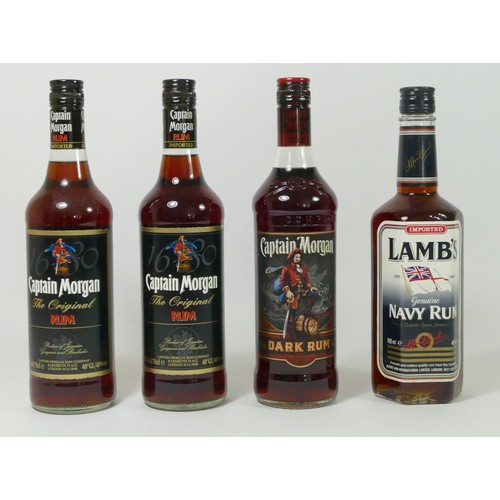 169 - Captain Morgan original x 2 bottles, Dark Rum, with Lamb's Navy Rum. (4)