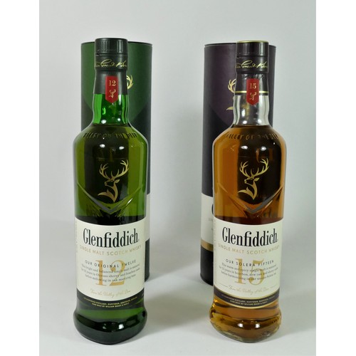 182 - Glenfiddich, single malt whiskey, aged 10 and 15 years (2)