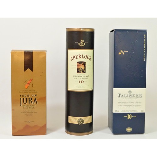 185 - Talisker aged 10 years, Aberlour aged 10 years, Jura aged 10 years. (3)