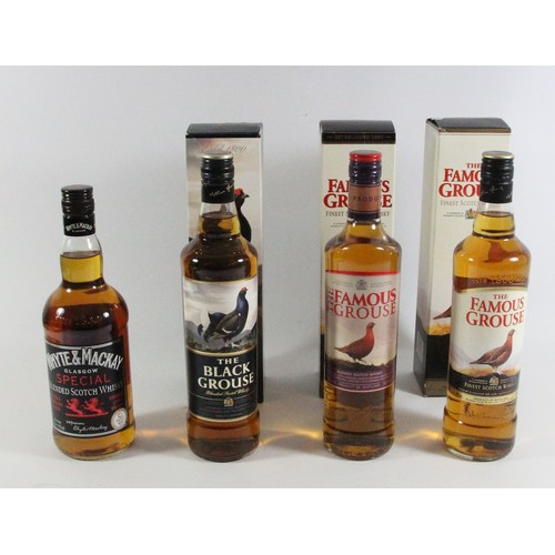 186 - Famous Grouse x 2, Black Famous Grouse, Whyte & McKay Special x 4