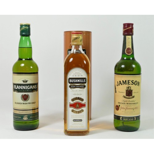 188 - Bush Mills Irish Whiskey tube, Flannigan's Irish Whiskey, Jameson's (3)