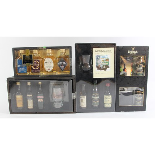 191 - Miniatures 5 cl: 4 x 5 cl multi-packs to include Glenfiddich, Glenlivet and Aberlour. (4)