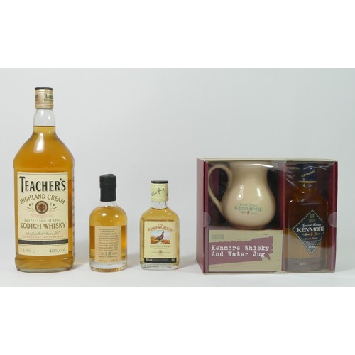 194 - Teachers Highland Cream 1 litre, Kenmore 20 cl, Highland Single Malt 20 cl, Grouse 10 cl. (4)