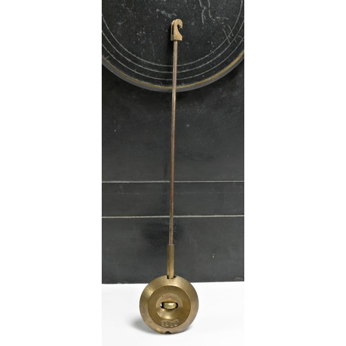 211 - A Victorian black slate a red variegated marble architectural mantle clock, white enamel dial, the u... 