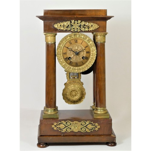 222 - Samuel Marti a Paris, a 19th century French four-pillar mahogany mantle clock,  the eight-day durati... 