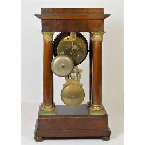 222 - Samuel Marti a Paris, a 19th century French four-pillar mahogany mantle clock,  the eight-day durati... 