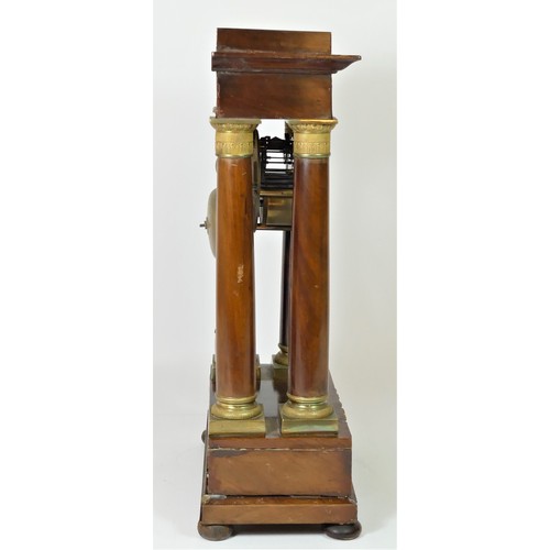 222 - Samuel Marti a Paris, a 19th century French four-pillar mahogany mantle clock,  the eight-day durati... 