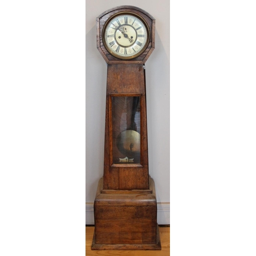 224 - A 19ct century granddaughter longcase clock, the Vienna style dial and movement striking on a gong, ... 