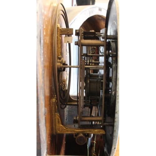 224 - A 19ct century granddaughter longcase clock, the Vienna style dial and movement striking on a gong, ... 