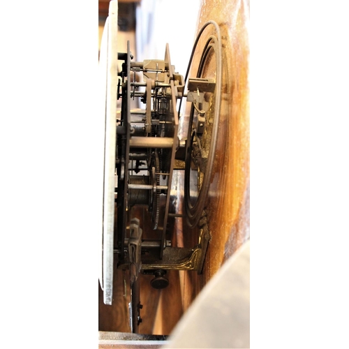 224 - A 19ct century granddaughter longcase clock, the Vienna style dial and movement striking on a gong, ... 